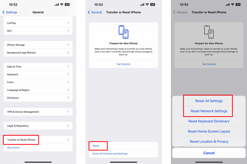 Reset Network or All Settings on iPhone