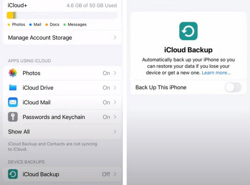 Applicazione di backup iCloud