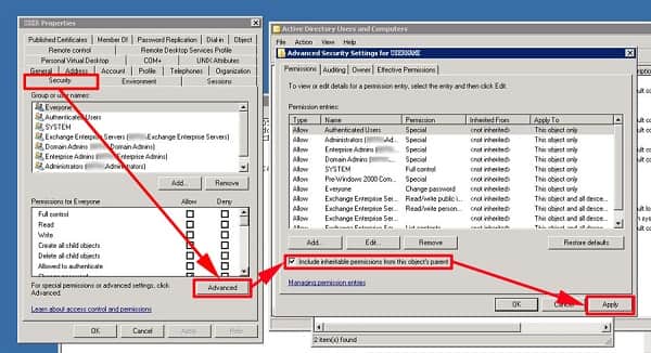 Change Microsoft Exchange Security Settings