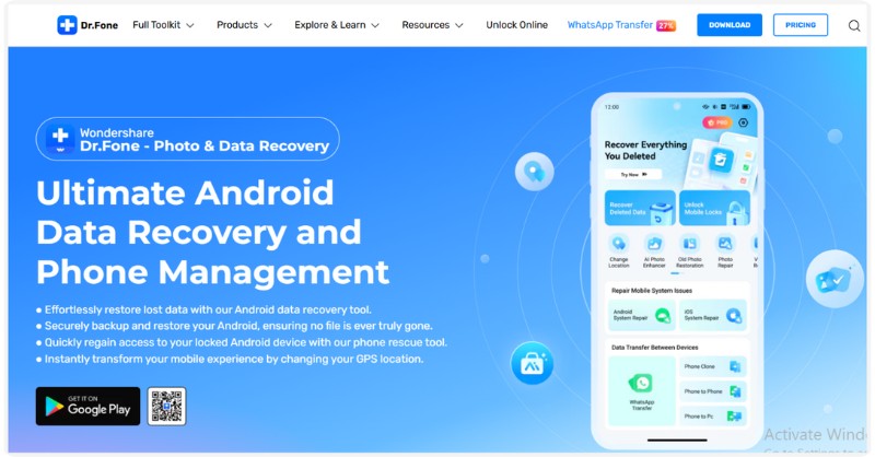 Drfone-tietojen palautus
