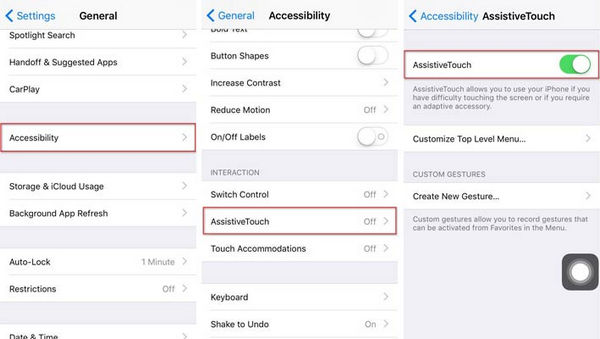 Turn on AssistiveTouch