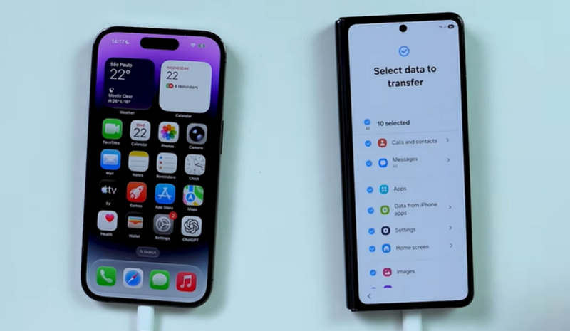 Выберите «Передача данных» на Samsung.