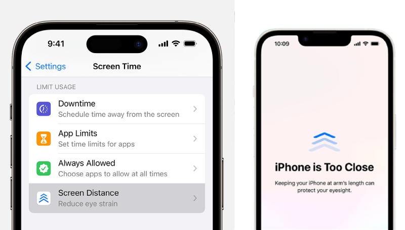 Notifica della distanza dello schermo dell'iPhone