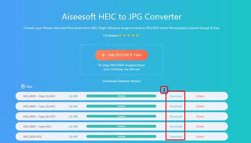 Download konverterede HEIC-filer