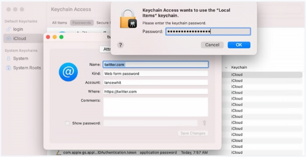 Přístup ke klíčence na Macbooku