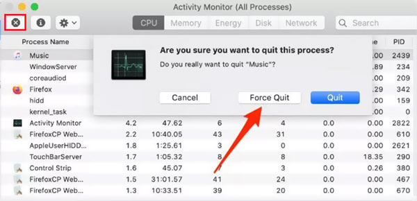 Αναγκαστική έξοδος από την εφαρμογή για μείωση της χρήσης CPU Mac