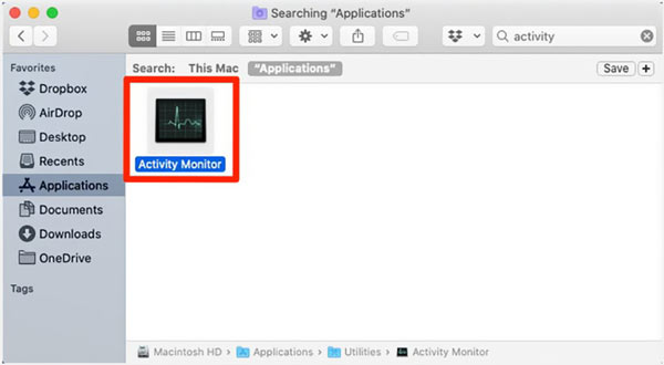 Ga naar Activity Monitor op Mac