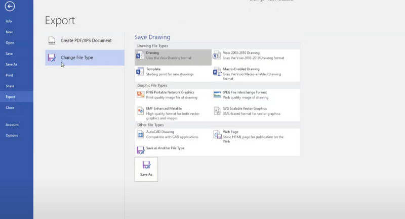 Export diagramu aplikace Visio