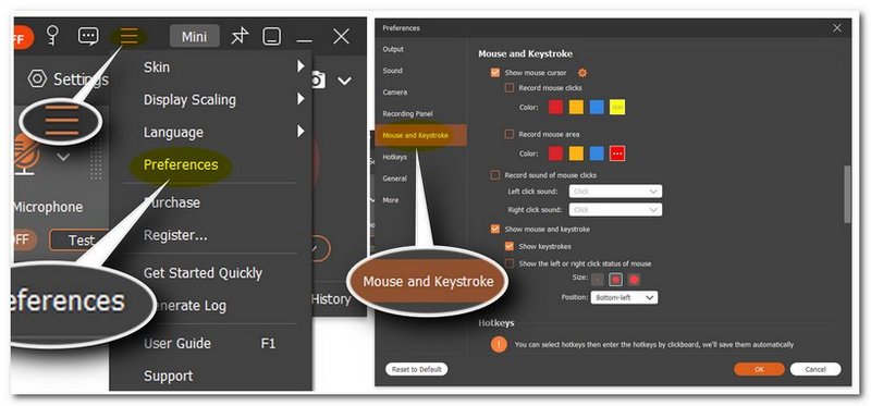Preferences in Aiseesoft Mouse Recorder