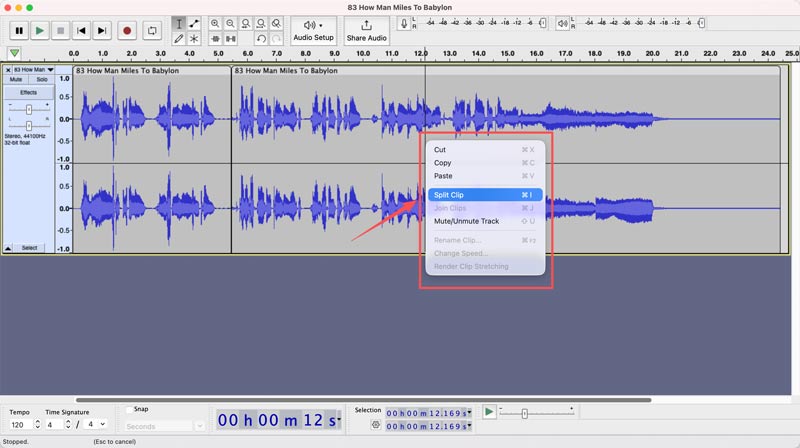 Audacity Split An Mp3 Song
