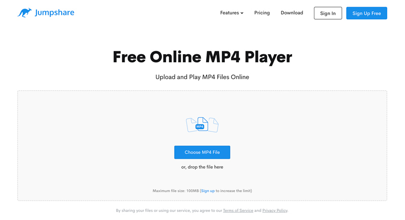 Jumpshare ilmainen online-MP4-soitin