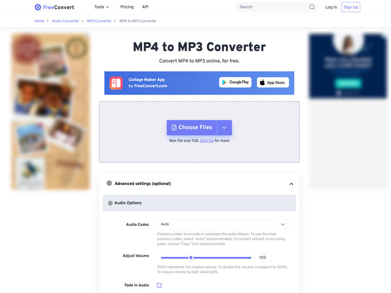 FreeConvert MP4를 MP3 변환기로