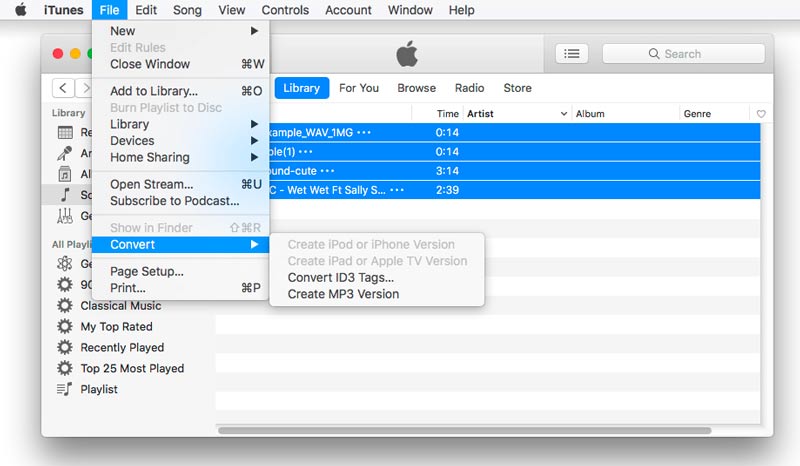 iTunes Luo MP3 MP4:stä