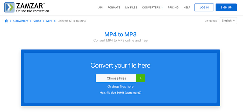 Zamzar Конвертируйте MP4 в MP3 онлайн и бесплатно