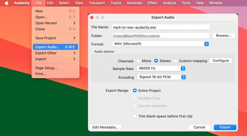 Audacity Convert MP4 to WAV