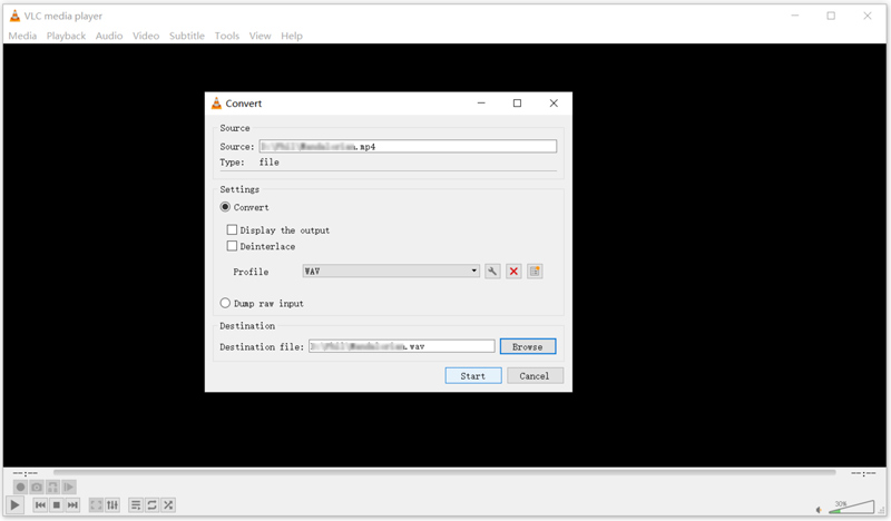Convert MP4 to WAV with VLC