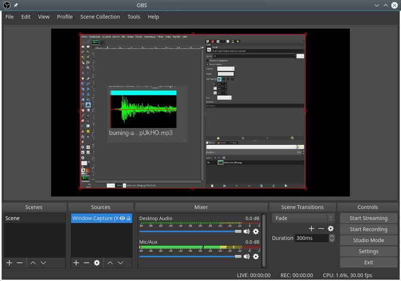 Screenshot van OBS