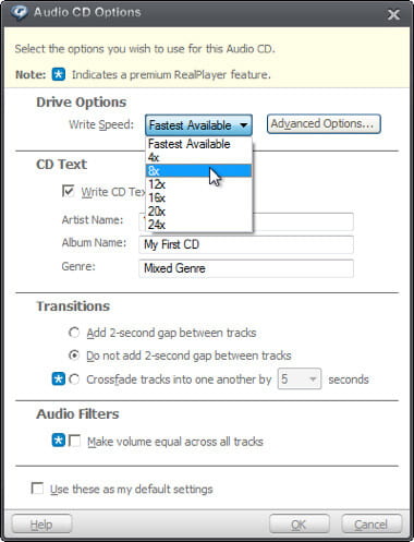 Audio-cd-opties