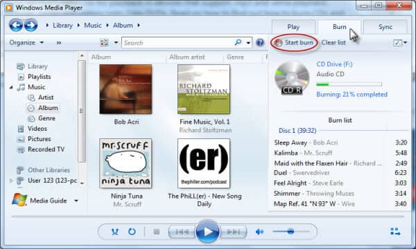 Nagraj muzykę na płytę CD za pomocą Windows Media Player