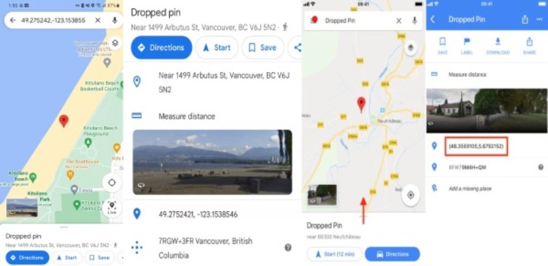 Etsi sijaintikoordinaatit älypuhelimista Google Mapsin avulla