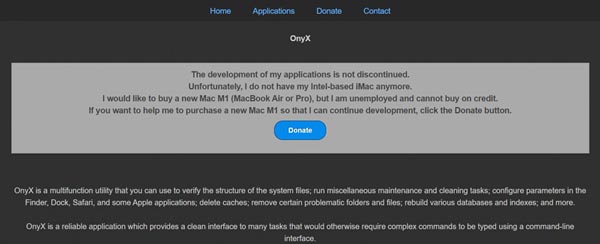 Witryna OnyX dla komputerów Mac