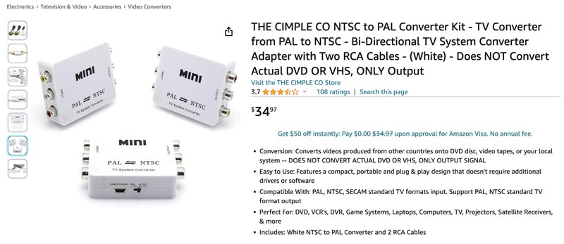 Zestaw konwertera PAL na NTSC CIMPLE