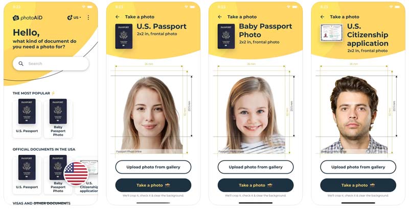 Εφαρμογή Photo Aid Photo ID με φωτογραφία διαβατηρίου