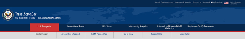 Sito web del Dipartimento di Stato americano