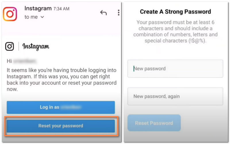 Reset Password on Ins