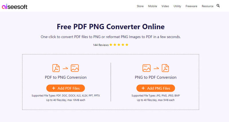 Aiseesoft Free PDF PNG Converter Online