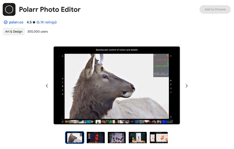 Polarr szerkesztő Chromebook GIMP-hez