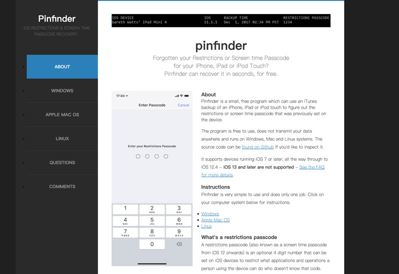 What Is Pinfinder Screen Time Passcode Recovery Tool