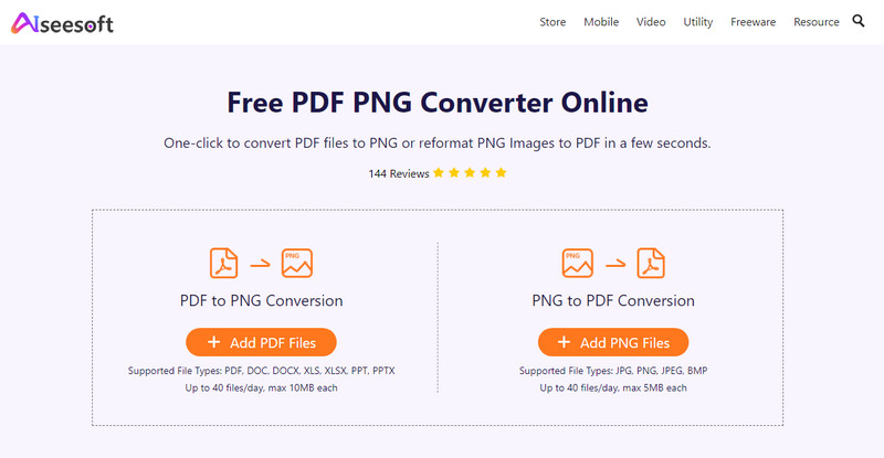 Convertitore Aiseesoft PDF PNG in linea