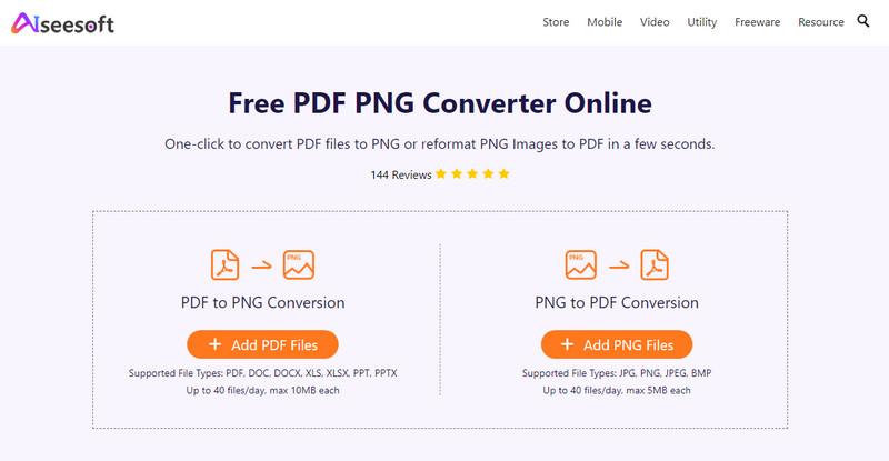 Aiseesoft PDF PNG Dönüştürücü Çevrimiçi