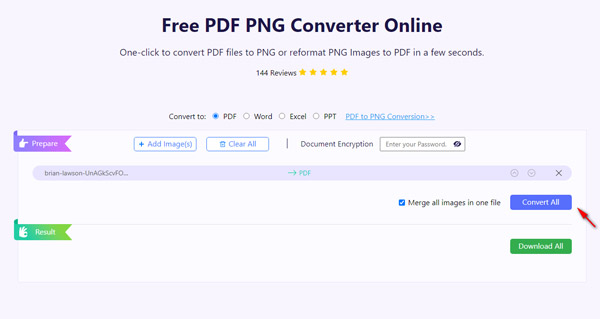 온라인에서 PNG를 PDF로 변환
