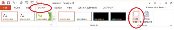 Pulsante Dimensione diapositiva PowerPoint