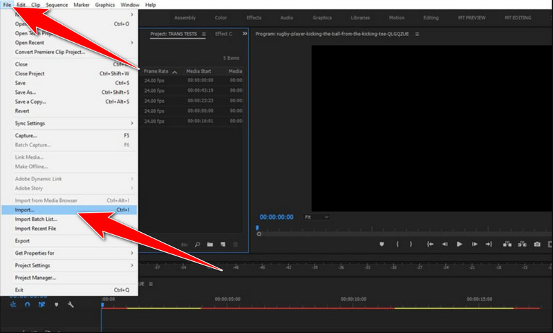 Videók importálása a Premiere Pro alkalmazásban