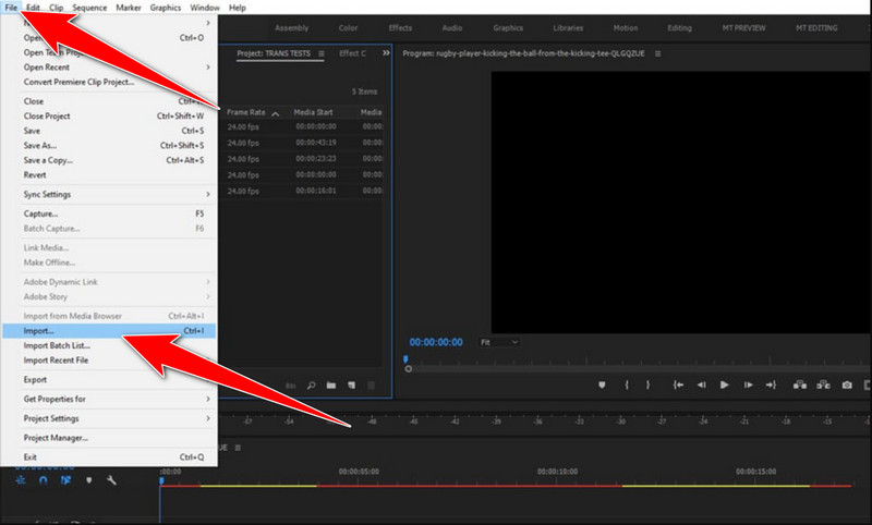 Premiere Pro'da Videoları İçe Aktarın