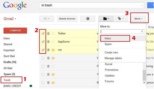 Recupera i messaggi di Gmail