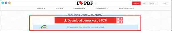 PDF-komprimering er fullført