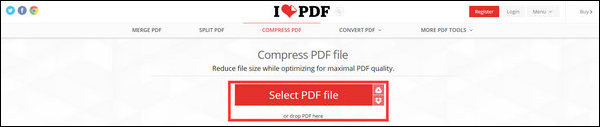 Chcete-li komprimovat, vyberte soubor PDF