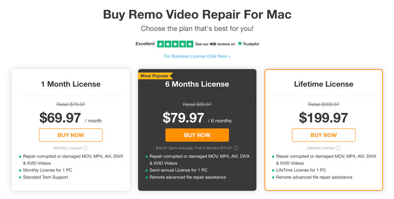 Remo Video Repair Pricing