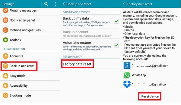 Backup and Reset Android Phone