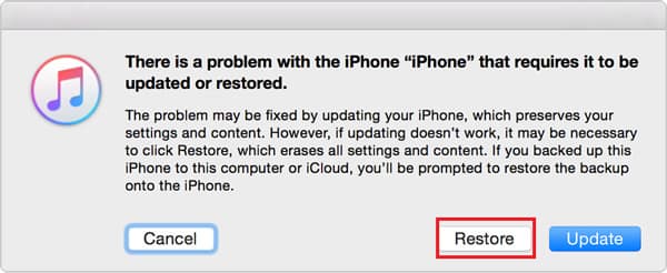 Vymazat iPhone v režimu zotavení iTunes