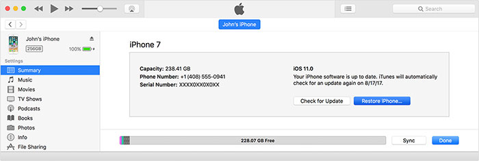 Restore iPhone with iTunes