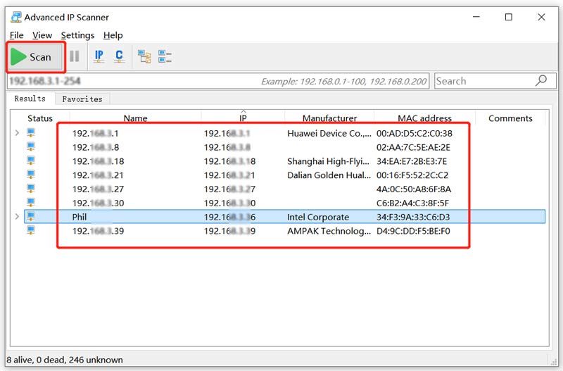 Geavanceerde IP-scanner gebruiken