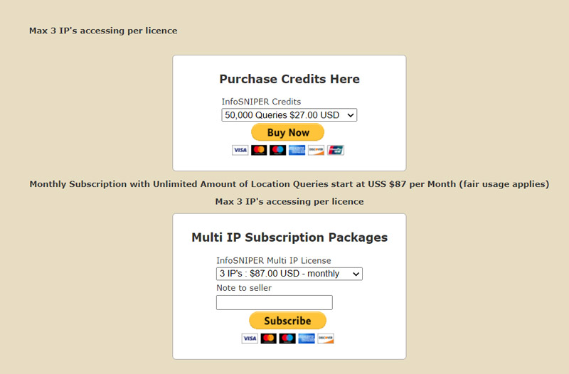 InfoSniper Pricing