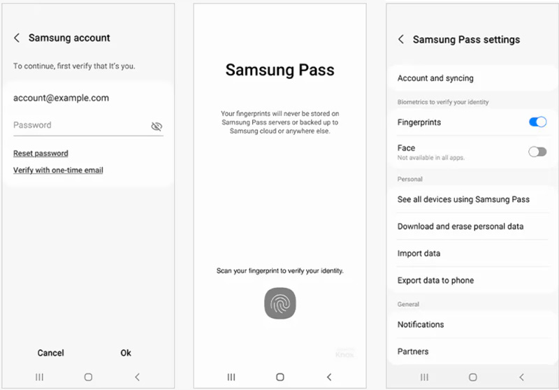 Ρυθμίστε το Samsung Pass