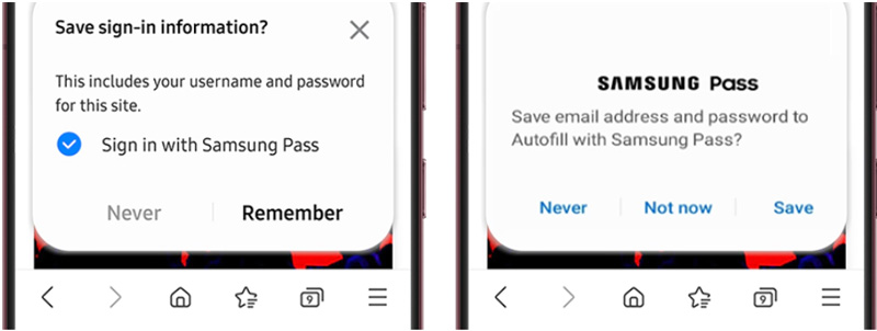 Accedi con Samsung Pass