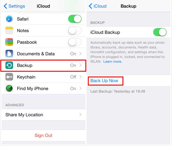 does iphone backup include text messages